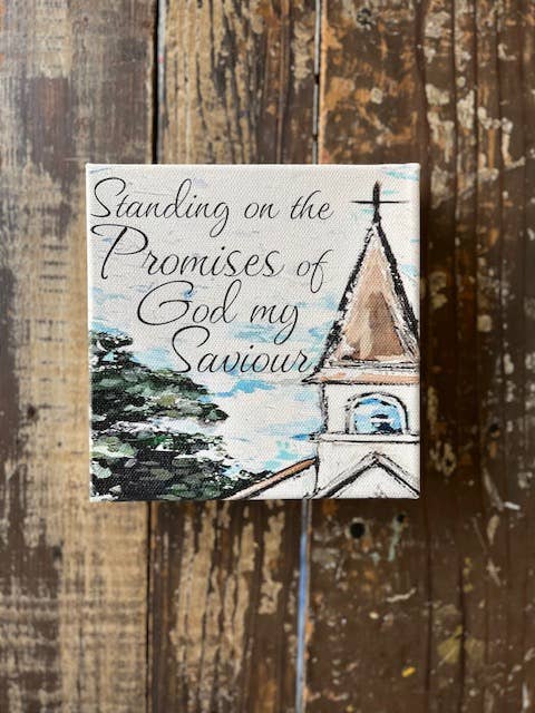 Old church steeple canvas art print, Hymn art, Christian art: 6x6 - Ringold Valley Trading Company
