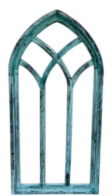 34" Cathedral Wood Arch, Blue, Handmade - G-2 - Ringold Valley Trading Company