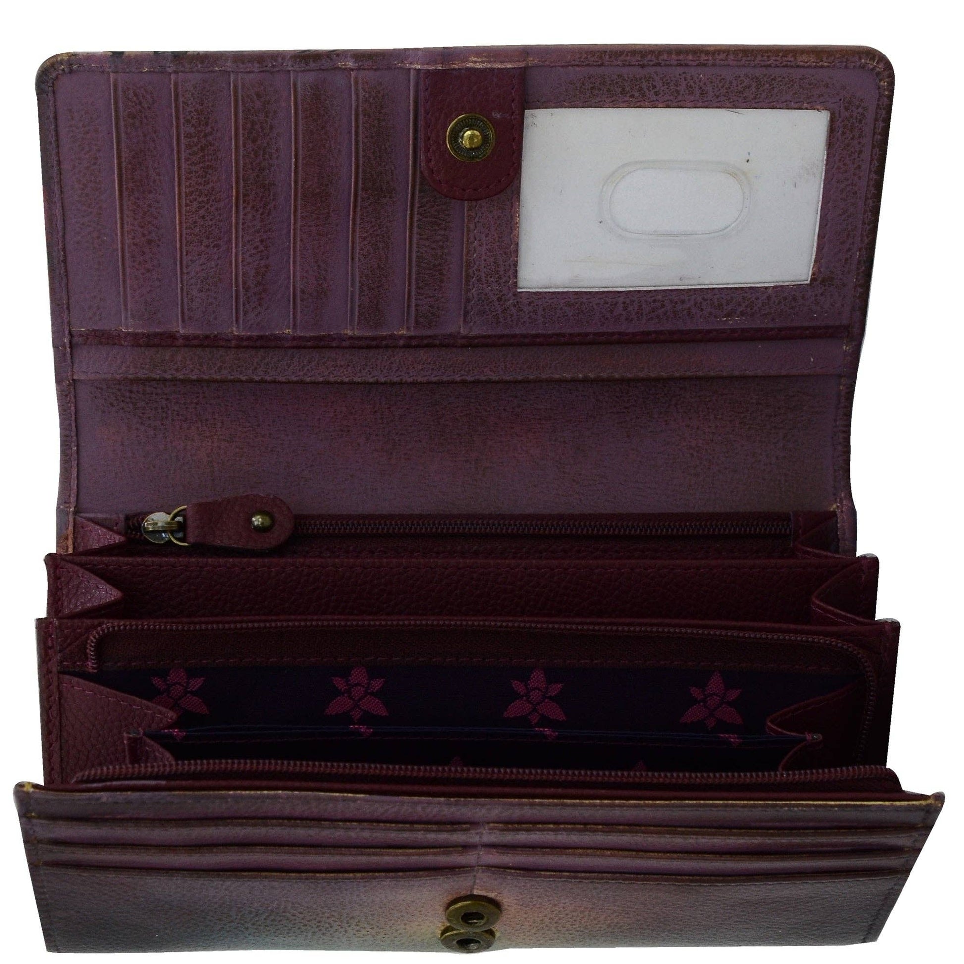 Hand-Painted Leather Accordion Flap Wallet - 1112 - Ringold Valley Trading Company