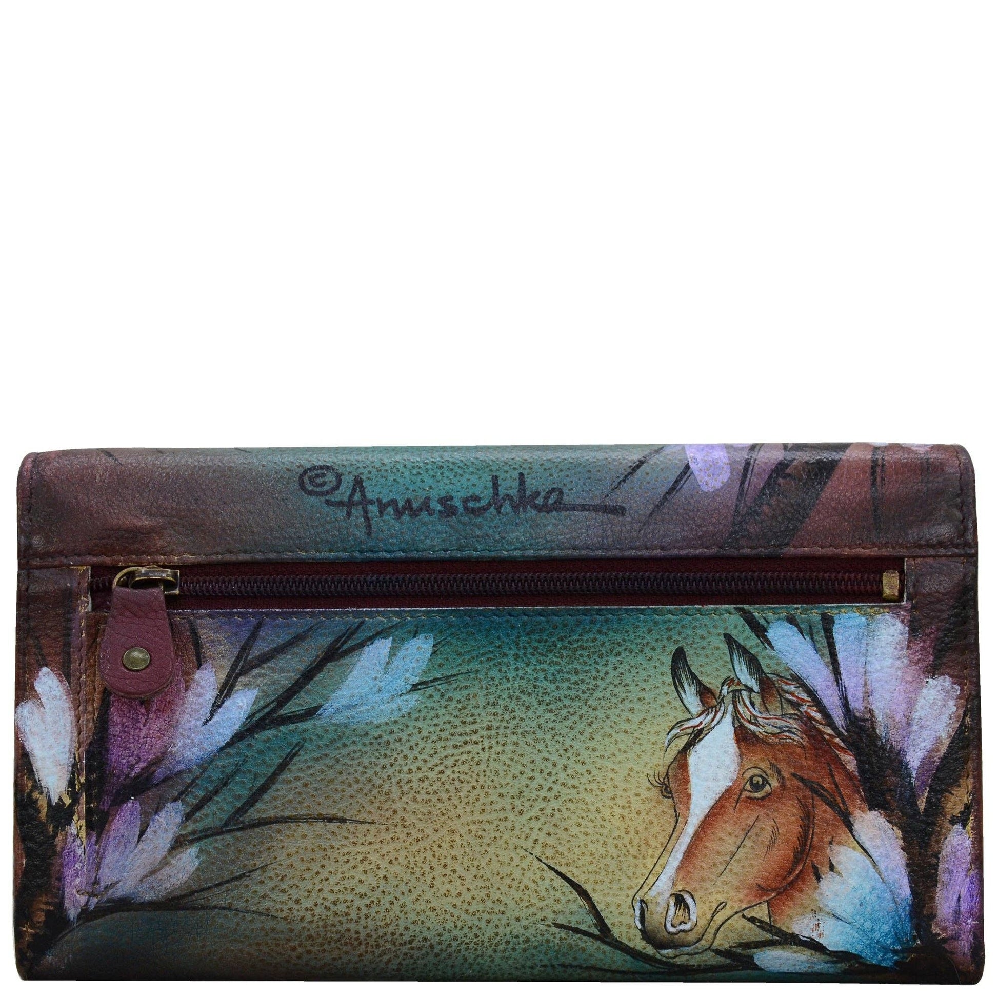Hand-Painted Leather Accordion Flap Wallet - 1112 - Ringold Valley Trading Company