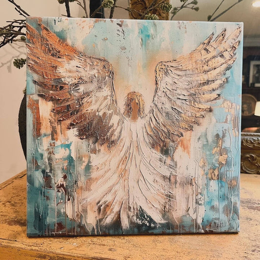Angel canvas art print, Christian home decor, Spiritual art: 14x14 - Ringold Valley Trading Company