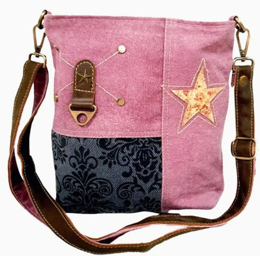 Pink And Black With Star Shoulder Bag