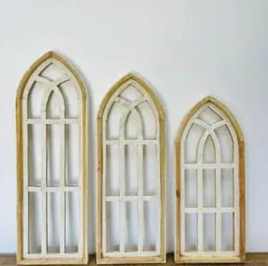 White Livorno Wood Window  3pc Set - 5.5