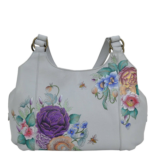 Hand-Painted Leather Triple Compartment Large Satchel - 652 - Ringold Valley Trading Company