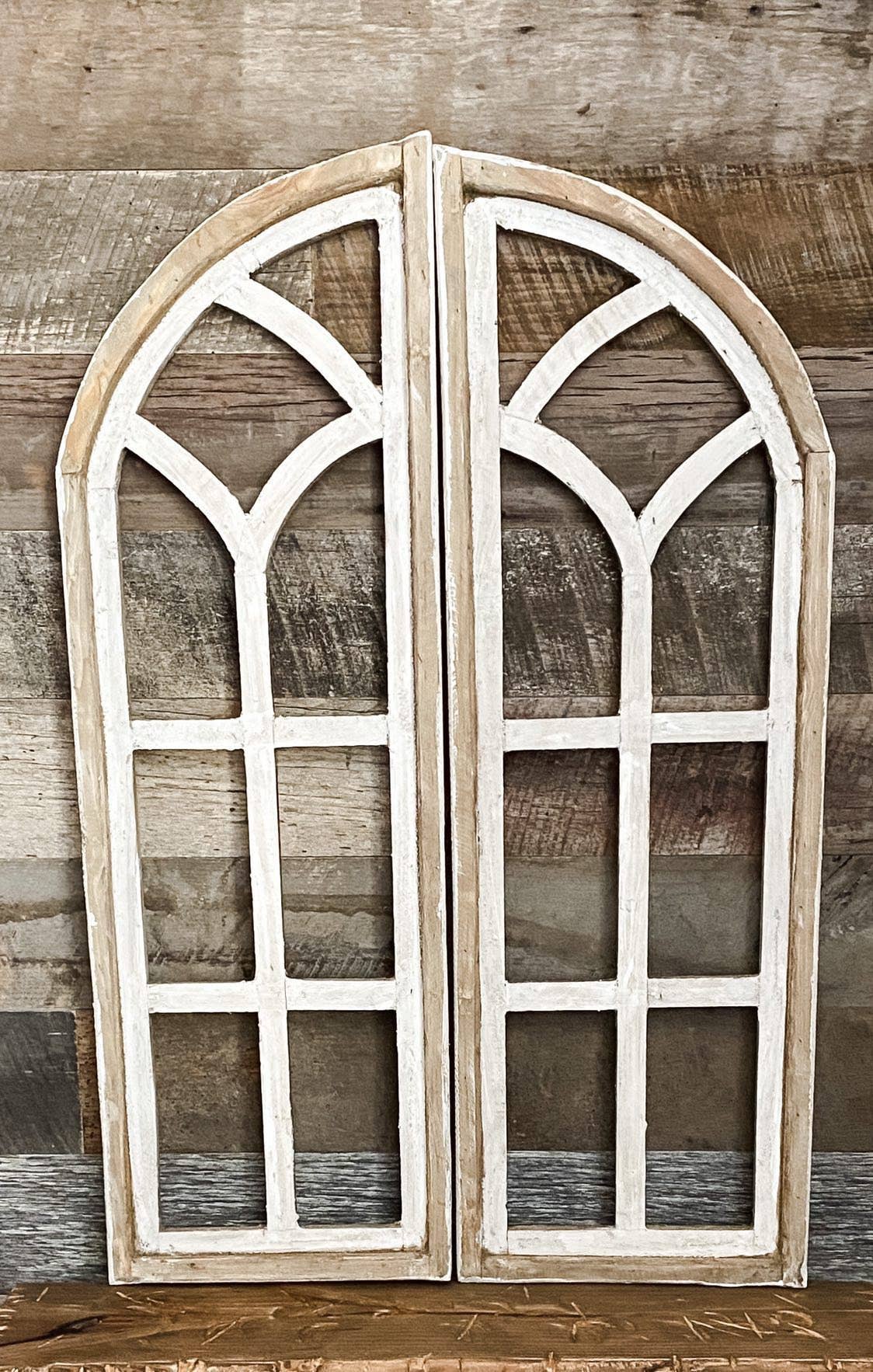 36" Bari Wood Arches, 2 PC Set, White - 3.2
