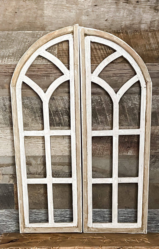 36" Bari Wood Arches, 2 PC Set, White - 3.2