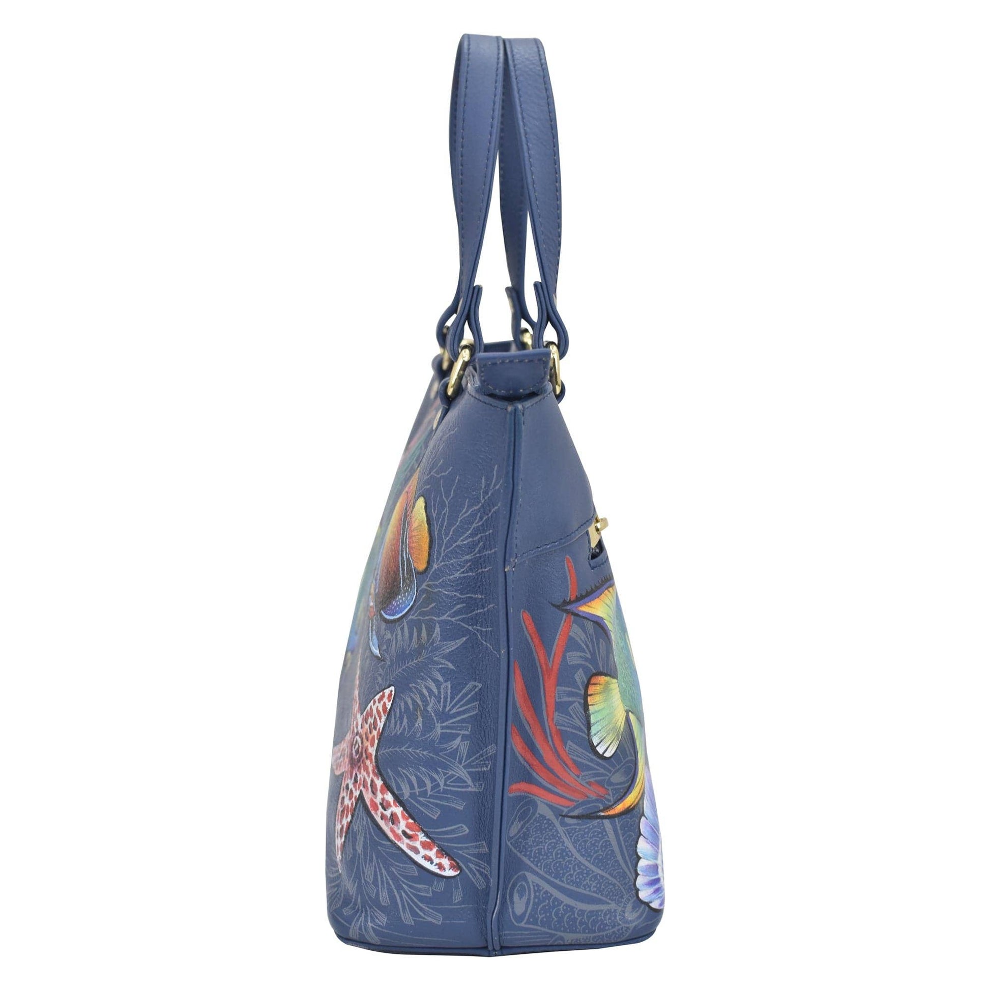 Hand-Painted Leather Medium Tote - 693 - Ringold Valley Trading Company