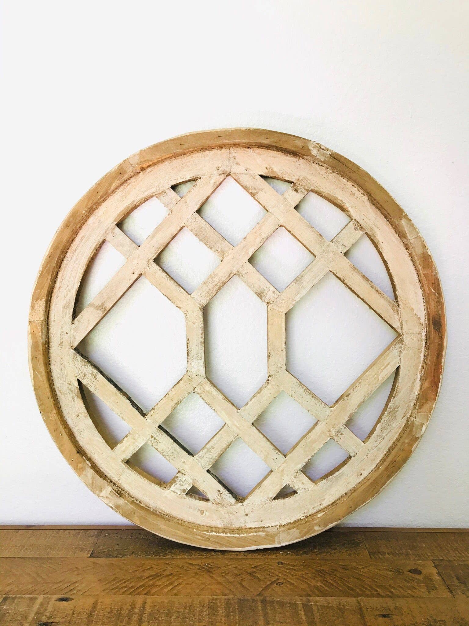 Bagheria Wood Window, White - 24"D x 1.5"W - Ringold Valley Trading Company