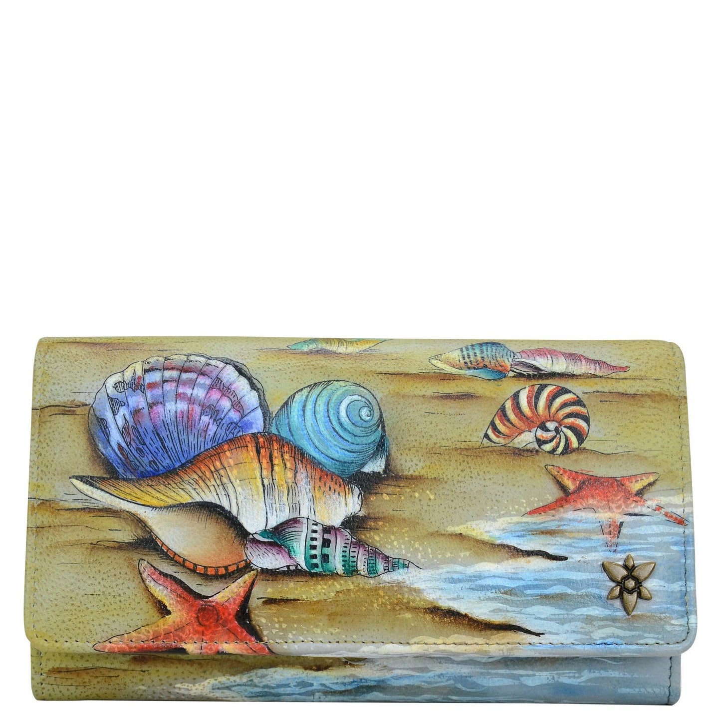 Hand-Painted Leather Accordion Flap Wallet - 1112 - Ringold Valley Trading Company