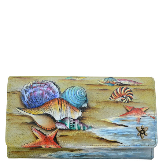 Hand-Painted Leather Accordion Flap Wallet - 1112 - Ringold Valley Trading Company