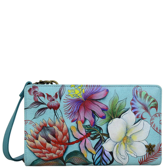 Hand-Painted Leather Organizer Wallet Crossbody - 1149 - Ringold Valley Trading Company