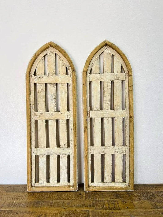 Sassari Wood Arch, 2 PC Set, White, Handmade (DISC) - 5.8 - Ringold Valley Trading Company