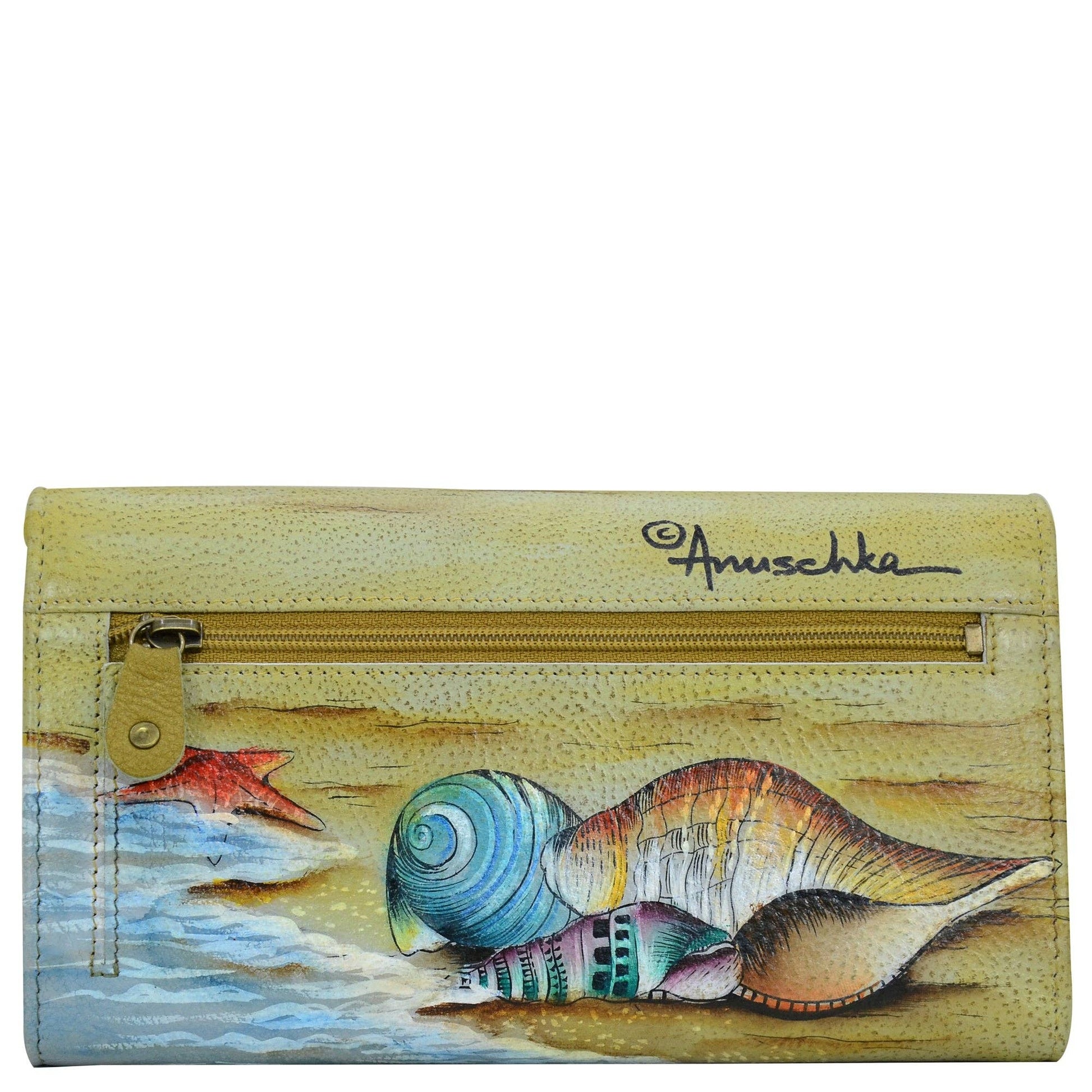 Hand-Painted Leather Accordion Flap Wallet - 1112 - Ringold Valley Trading Company