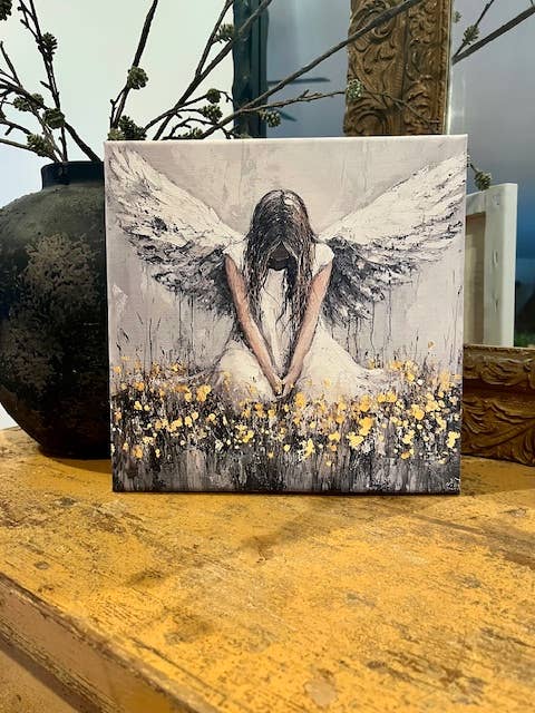 Angel canvas art print, spiritual home decor, wall decor: 14x14 - Ringold Valley Trading Company