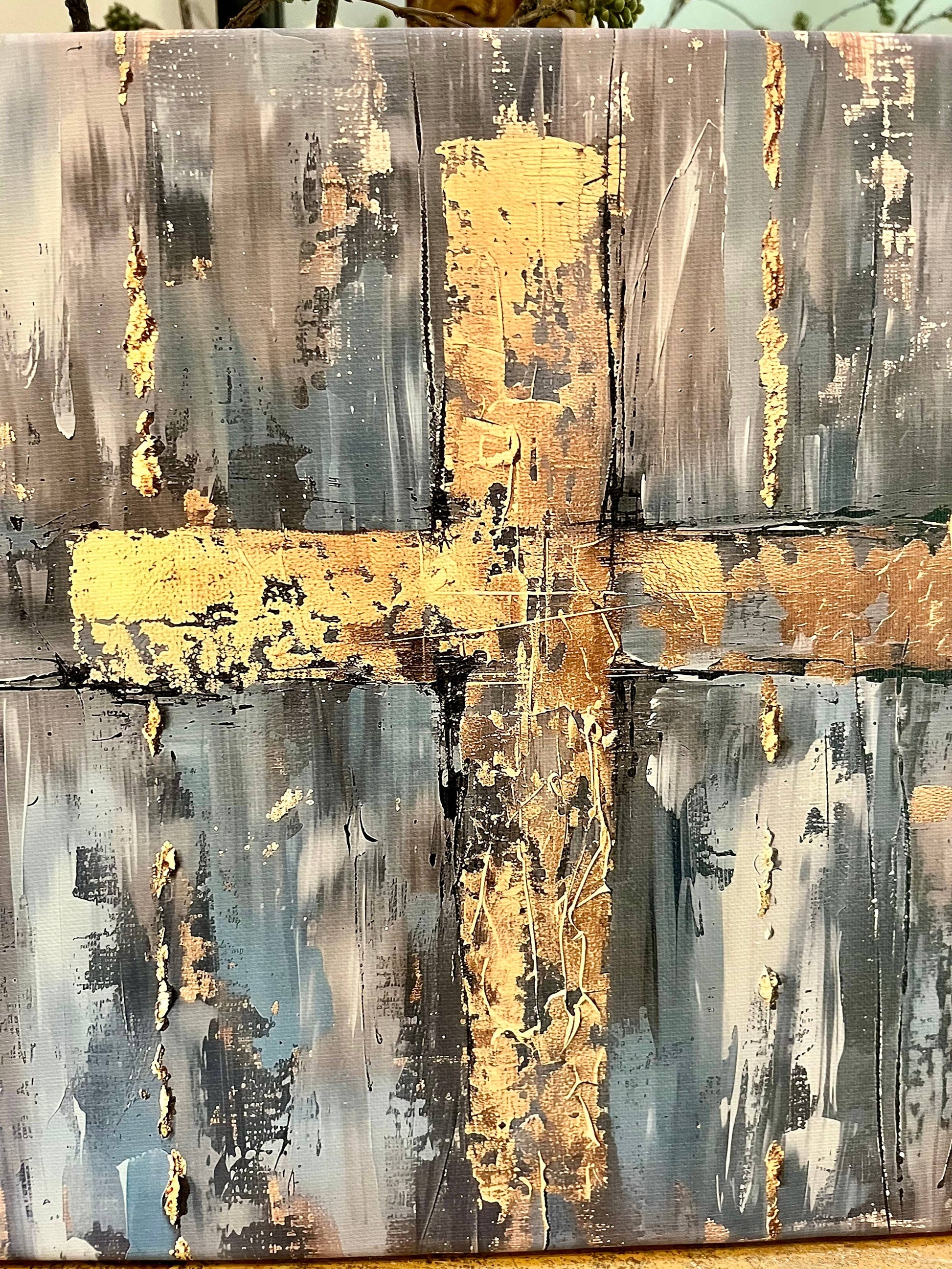 Cross canvas art print, Christian home decor, Wall tabletop: 14x14 - Ringold Valley Trading Company