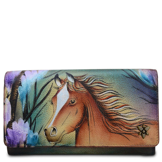 Hand-Painted Leather Accordion Flap Wallet - 1112 - Ringold Valley Trading Company