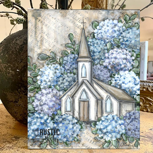 Blue Floral Canvas art print, Christian home decor, Wall art: 16x20 - Ringold Valley Trading Company