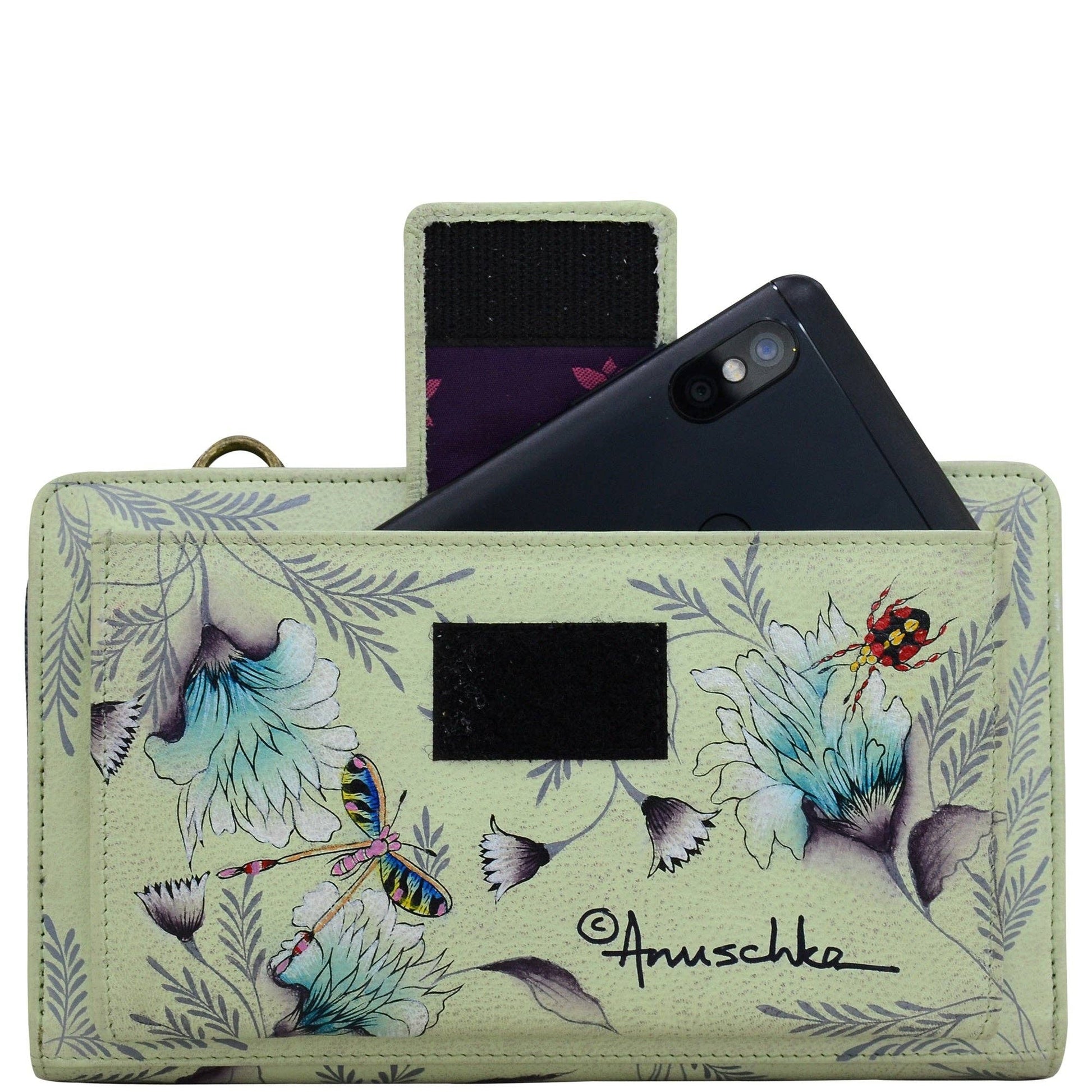 Hand-Painted Leather Organizer Wallet Crossbody - 1149 - Ringold Valley Trading Company