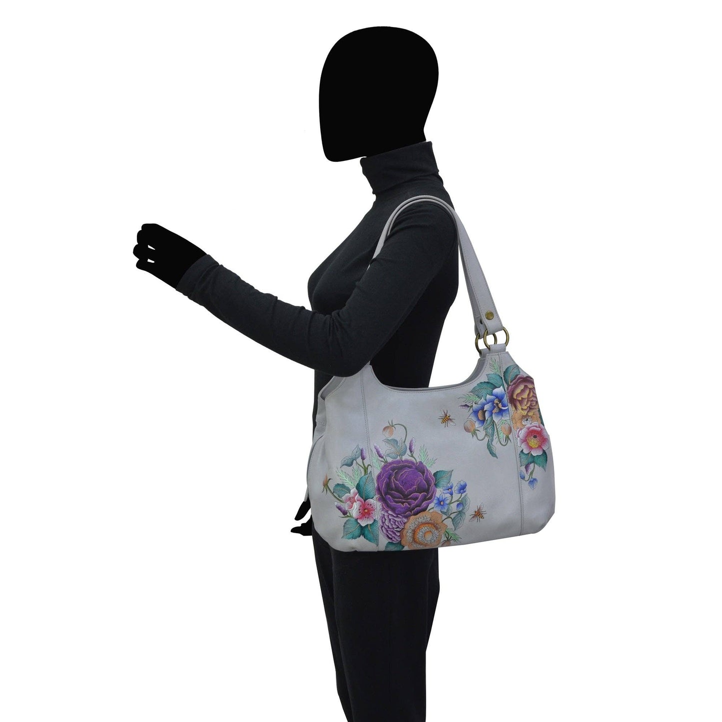 Hand-Painted Leather Triple Compartment Large Satchel - 652 - Ringold Valley Trading Company