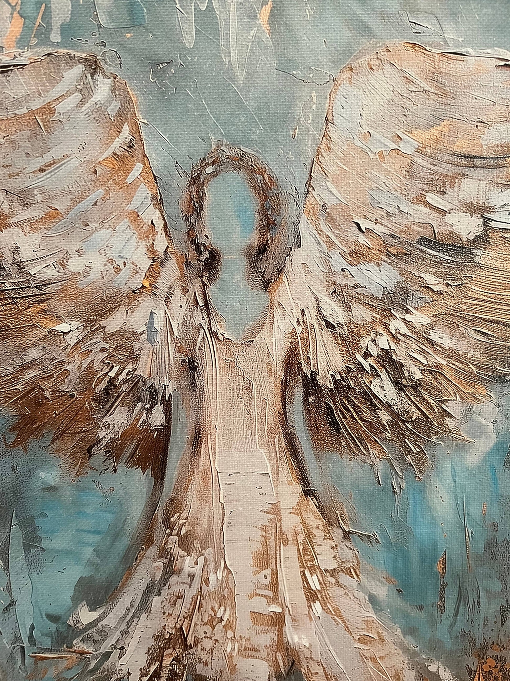Angel canvas art print, Christian home wall decor, Spiritual: 14x14 - Ringold Valley Trading Company