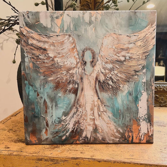 Angel canvas art print, Christian home wall decor, Spiritual: 14x14 - Ringold Valley Trading Company