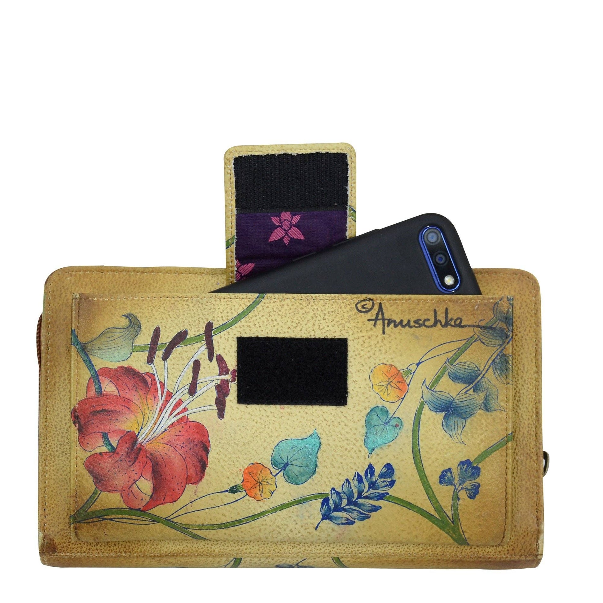 Hand-Painted Leather Organizer Wallet Crossbody - 1149 - Ringold Valley Trading Company