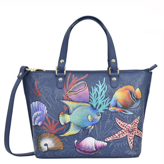 Hand-Painted Leather Medium Tote - 693 - Ringold Valley Trading Company