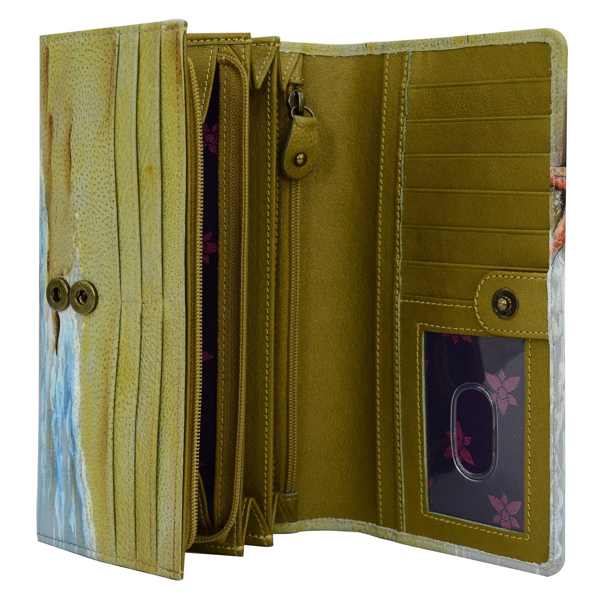 Hand-Painted Leather Accordion Flap Wallet - 1112 - Ringold Valley Trading Company